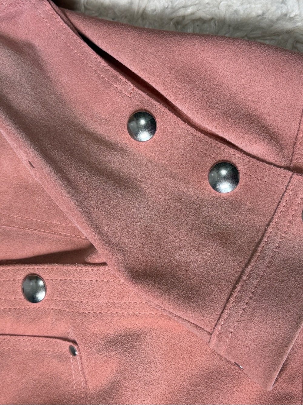 FRAME leather suede pink cropped moto silver western snap jacket medium - Picture 9 of 11